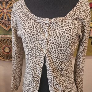 Vintage Y2K Charlotte Tarantola Leopard Sparkly Cardigan Sweater
